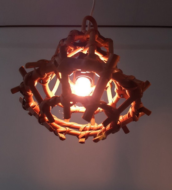 Image 1 of Set of 2 rattan hanging lamps, mcm hanging lamps, rattan bedside lamps
