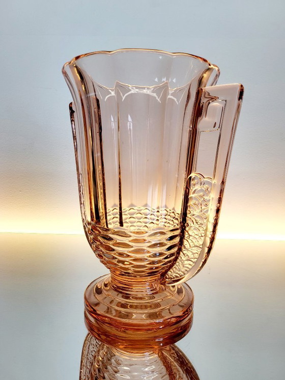 Image 1 of Jarrón Art déco Val Saint Lambert, serie Luxval modelo Romeo, color rosa, Bélgica