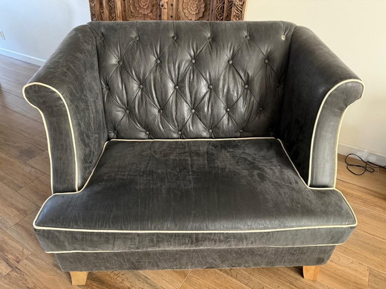 Image 1 of Rivièra Maison leren loveseat (twee stuks beschikbaar)