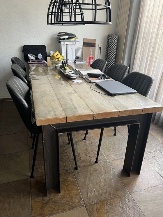Industrial Look Dining Table with Metal Base Brand Jorg – Wood (photo 4 of 6)