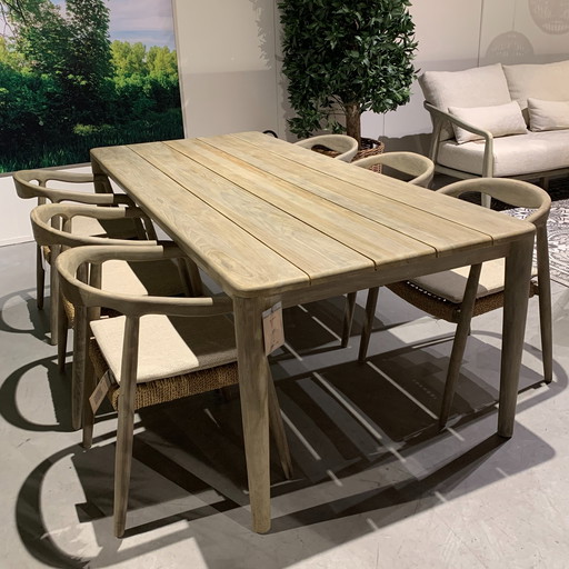 Castle Line Teak Grey garden table with garden chair (set of 6)