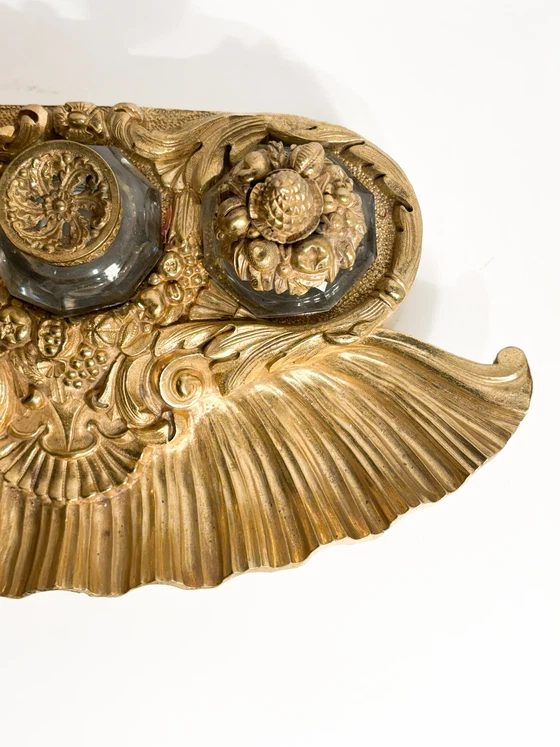 Encrier en bronze doré et flacons d'encre en cristal, XXe siècle – Objets déco, Crystal (photo 5 of 11)