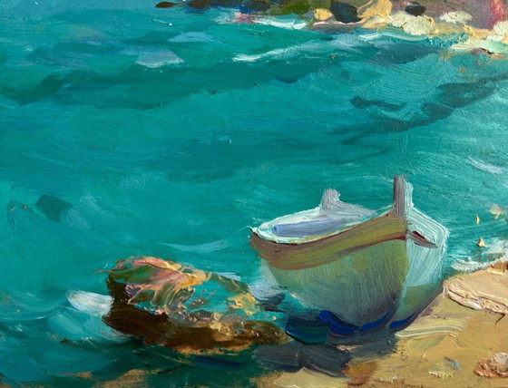 Image 1 of Original Oil Painting Coastal Mountain Landscape After the sea storm