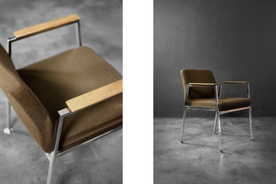 Image 1 of Vintage Mid-Century Duitse moderne bruine vergaderstoel van Drabert, jaren 70