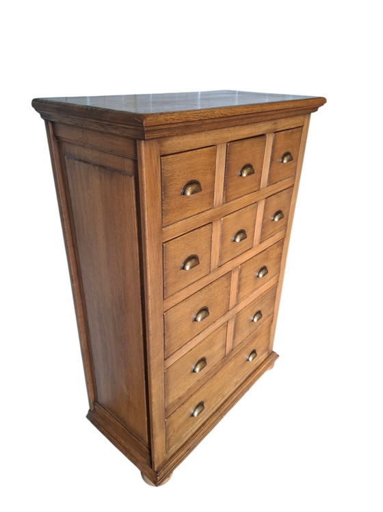 Commode de style campagnard, armoire d'apothicaire, classeur, dimensions 85x42cm et 122cm de hauteur. – Wood (photo 2 of 5)