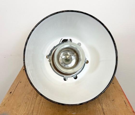 Image 1 of Grey Explosion Proof Lamp with Black Enameled Shade, 1970s