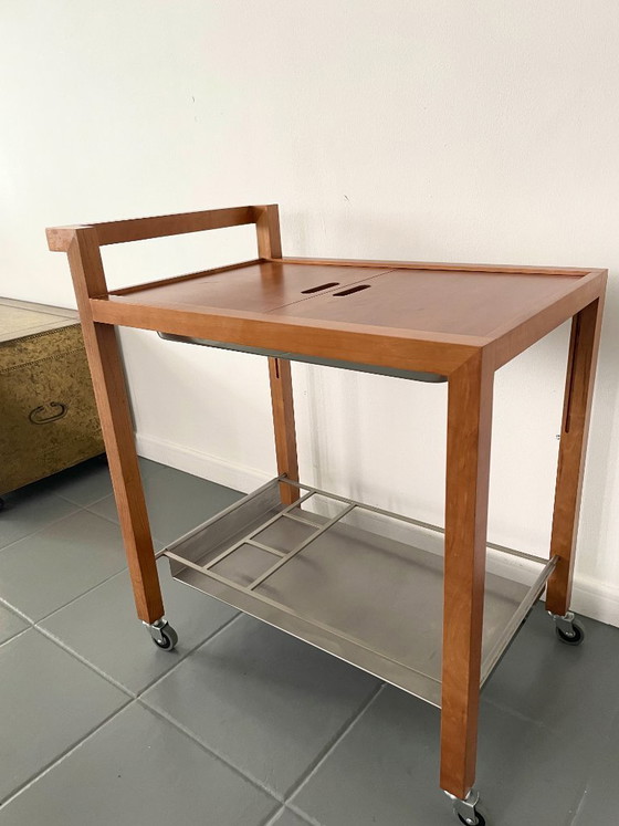 Image 1 of Chariot de bar vintage au design scandinave avec glacière intégrée en métal