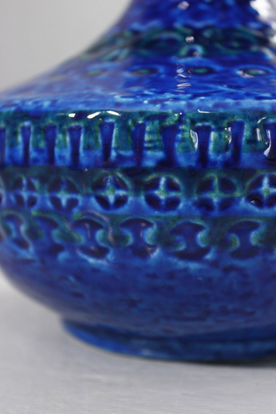 Image 1 of Vase vintage céramique Rimini blu Aldo Londi Bitossi Italica Ars 1970s