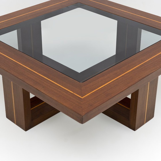 Image 1 of Mid-century Modern Maple Inlays and Walnut Coffee Table, Italy, 1970s