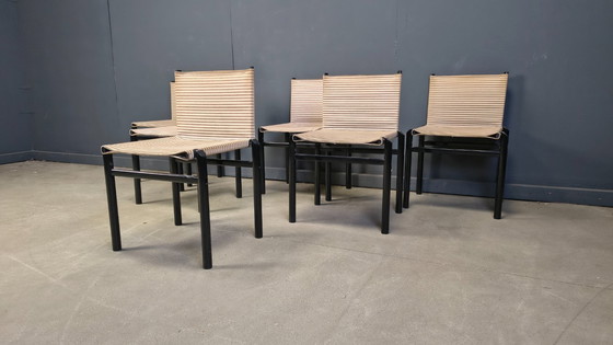 Image 1 of 6er-Set "Mastro" Esszimmerstühle von Afra & Tobia Scarpa für Molteni, Italien, 1980er Jahre