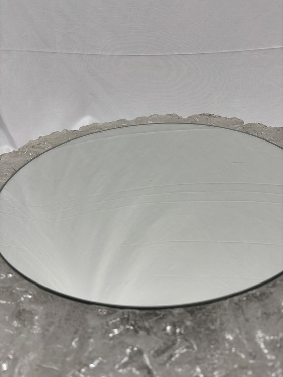 Image 1 of Specchio da parete vintage illuminato in vetro ghiacciato, Hillebrand anni '70