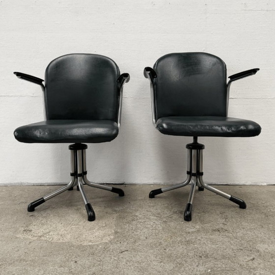 Image 1 of 2x Sedia da ufficio vintage 356 di Gispen in stile Bauhaus