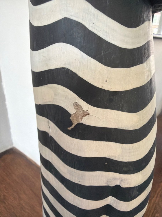 Image 1 of Vintage houten kat zwart wit 46cm hoog