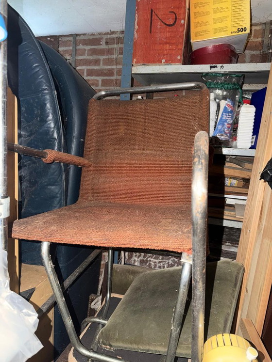 Fauteuil tubulaire patiné 2 Bas Van Pelt en métal et sisal – Textile (photo 13 of 18)