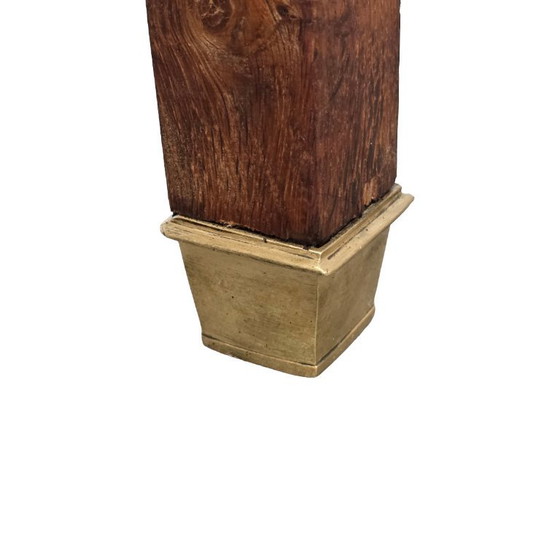 Image 1 of Tavolino da caffè francese antico in rovere con piedini in bronzo, circa 1900