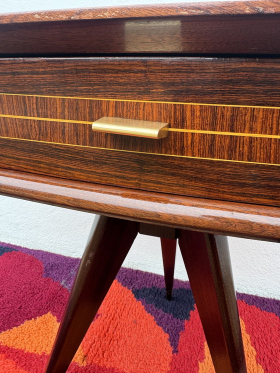 Image 1 of 1950s half-moon tripod bedside table