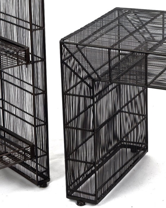 Image 1 of vintage Sculptural Metal Wire Shelving and Display Table Set