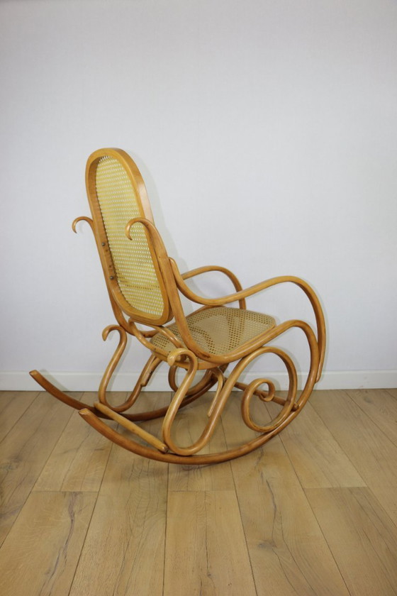 Image 1 of Rocking chair on runners, light beech wood, 1970s - very good condition