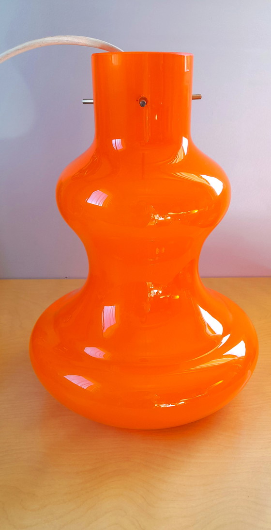 Image 1 of Suspension En Opaline Orange, Massimo Vignelli 1970.