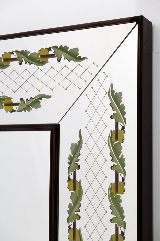 Image 1 of Luigi Brusotti Mid-Century Modern Italian Decorated Mirror, 1940s