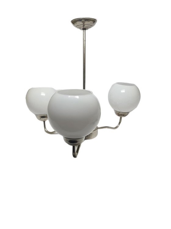 Art Deco Style Chandelier, Poland, 1960s – Glass, Metal (photo 3 of 10)