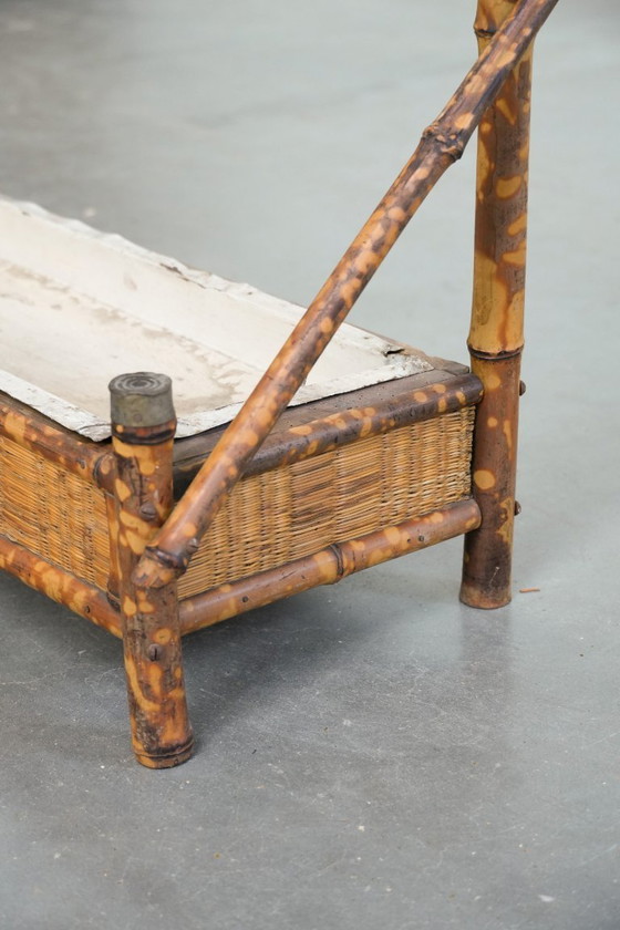 Image 1 of Antique French faux bamboo standing coat rack/hallway furniture with a mirror and umbrella rack