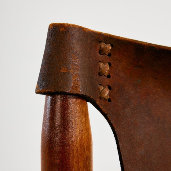 MK10957 Hongaarse kalfslederen loungestoel, Fauteuils, Metaal, Leer, Bruin, Vintage (foto 12 van 26)