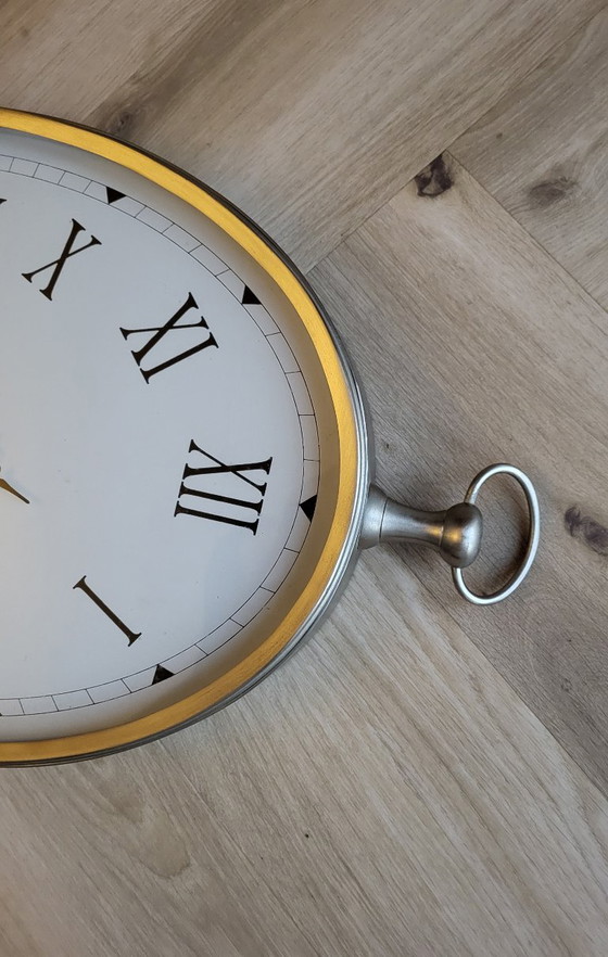 Oval Pocket Watch Wall Clock, rvs, White (photo 3 of 8)
