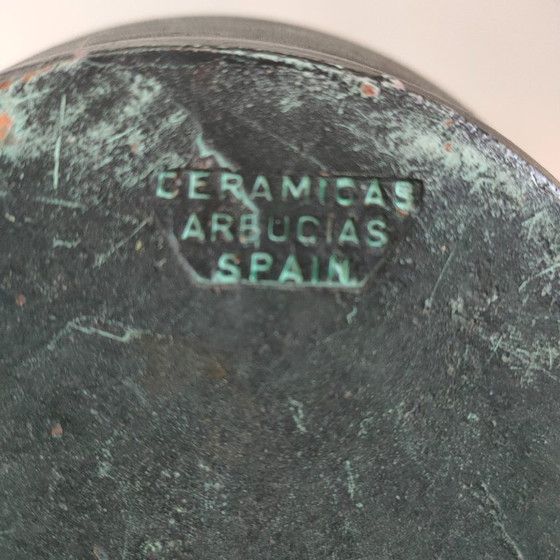 Brocca spagnola verde e nera di Ceramicas Arbusias Spain con anelli, Ceramicas Arbucias, Vasi, Vintage (foto 9 di 10)