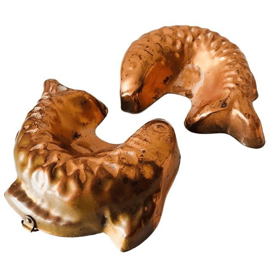 Image 1 of Ensemble de moules à gâteaux en cuivre en forme de poisson, années 1960