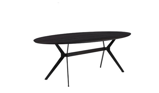 Black oak oval dining table