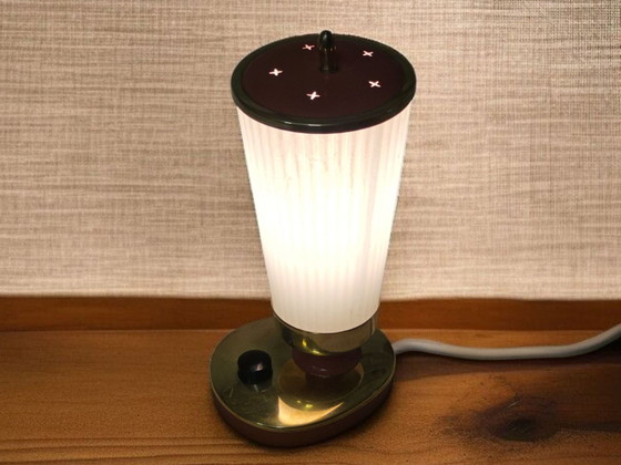 Exceptional bedside lamp / Table lamp, 1950s, Metal, Brass, White (photo 9 of 9)