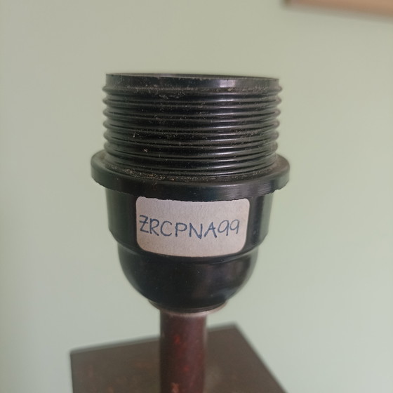 Image 1 of Karaktervol duo vintage tafellampen – Metaal & Rotan – Brutalist Style