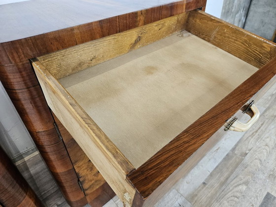 Pair of Art Deco burl wood nightstands, Brown (photo 12 of 15)