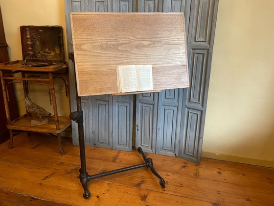 Elkhart Bedside Table Reading Table Lectern Sidway Table French antique, Wood, Iron, Black (photo 2 of 23)