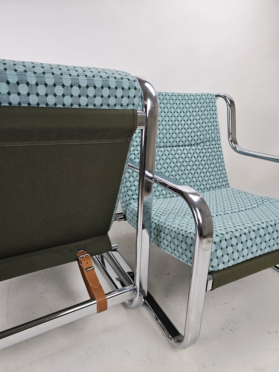 Image 1 of Set of 2 Italian chairs in chrome frame and completely reupholstered