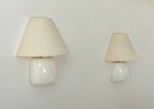 Coppia di applique vintage, bianche e beige, Svezia 1980