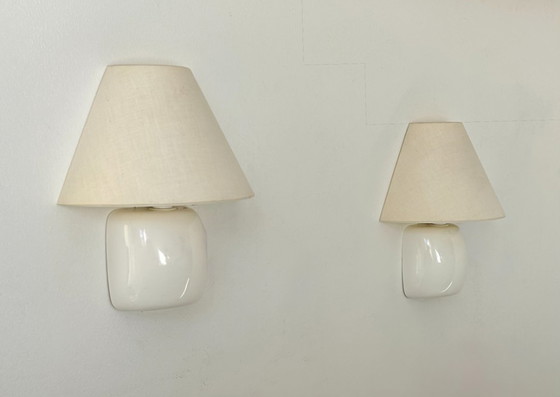 Image 1 of Coppia di applique vintage, bianche e beige, Svezia 1980