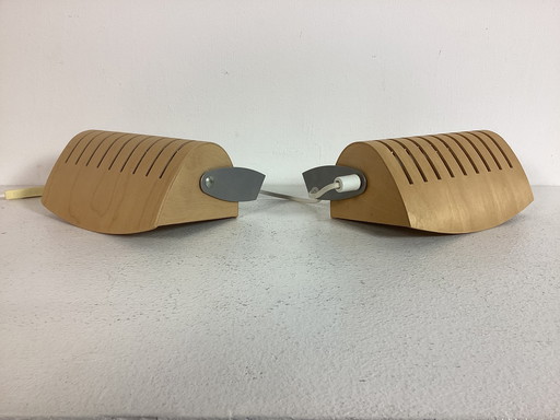 2 IKEA plywood Strimma vintage design wandlampen 