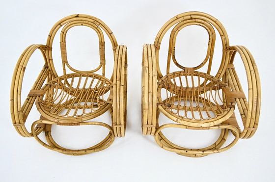 Image 1 of Pair of Italian Rattan Armchairs, 1960s
