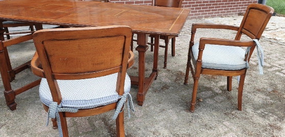 Image 1 of Kersenhout jugendstil eetkamer tafel met hangoren