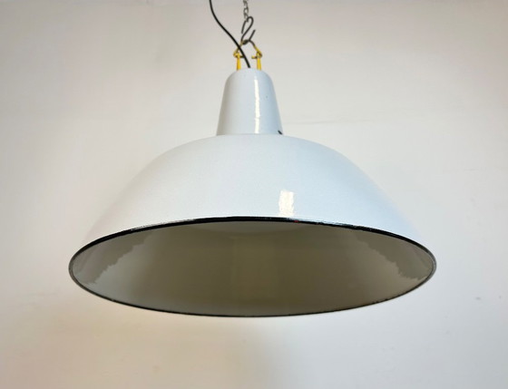 Image 1 of Industrial Grey Enamel Factory Pendant Lamp from Philips, 1960s