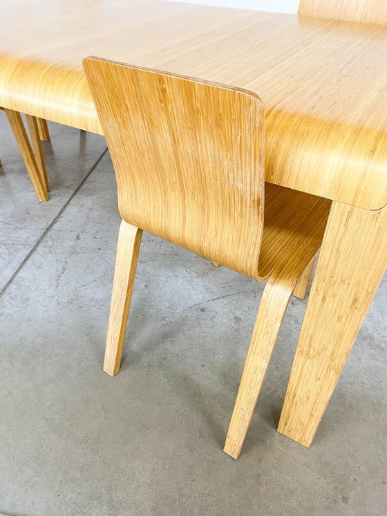 Image 1 of Bamboo Dining Set Table and Chairs by Henrik Tjaerby for Artek Studio, Set of 5