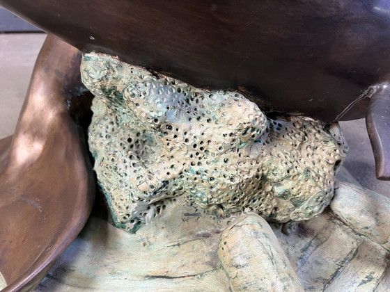 Image 1 of Mesa de centro en forma de delfín de bronce firmada por C Caudion, década de 1960