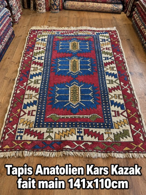 Tapis Anatolien Kars Kazak fait main 141×110cm