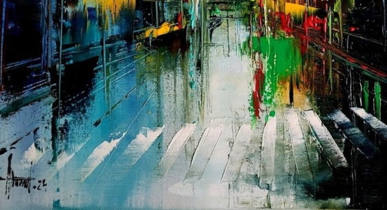 Alfred Anioł - New York 2, Dipinti e disegni, Tela, Altro, Blu, Abstract (foto 4 di 6)