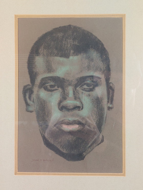 Image 1 of Vintage pastel painting, portrait, passe-partout, John C. Bullen, 1988