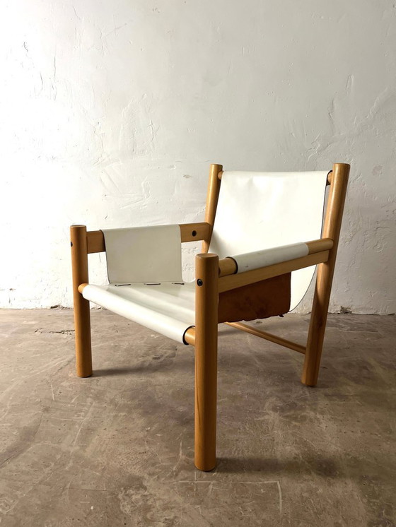 Image 1 of Fauteuil Safari cuir blanc par Ibisco, Italie, 1970