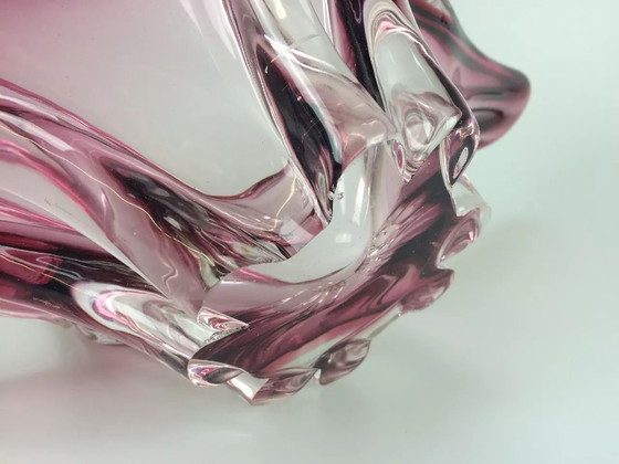 Image 1 of XXL années 70 Coupe Murano Verre de Murano Violet Blanc Coupe à fruits Design