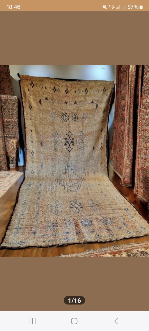 Beige Vintage rug, Moroccan carpet 170x375 cm